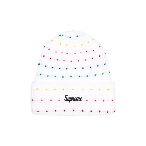 Supreme Acrylic Beanies Unisex White Supreme Акриловые Шапки-бини Унисекс Белый