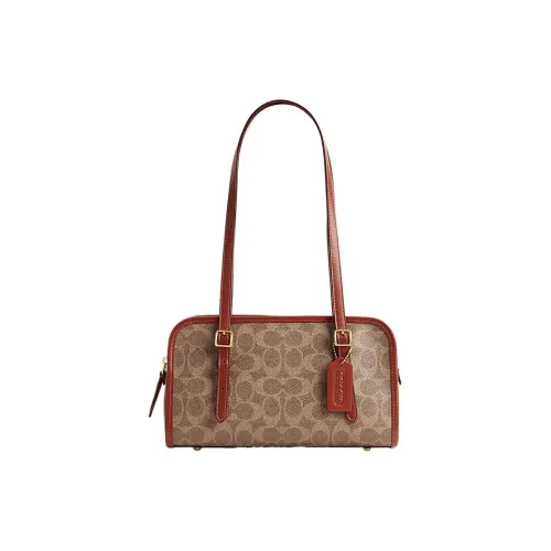 COACH Swing Zip Искусственная кожа с коровьей кожей Сумка на плечо Сумка Сумка через плечо Женская Коричневая