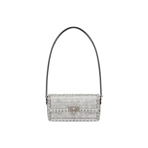 Вышивка Valentino Rockstud Сумка через плечо женская серебряная