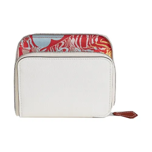 HERMES Silk'In Evercolor BARENIA Телячья кожа Кошелек для монет Женские Новый Белый Оранжевый Японский Синий