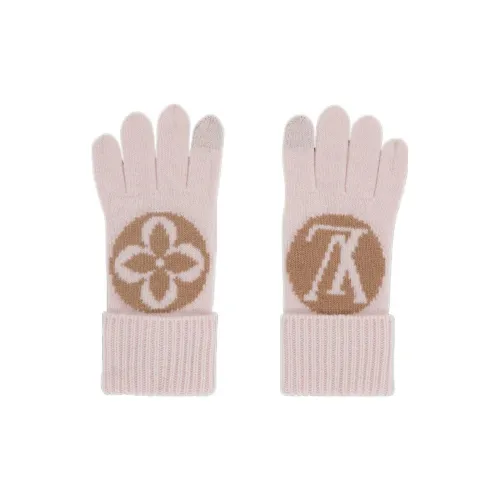 LOUIS VUITTON MEDALLION Шерстяные Перчатки Женские Розовые
