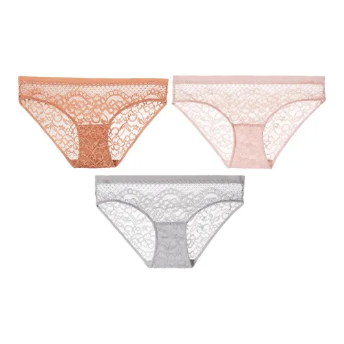 FREELASS 3 пачки Хурма + Пыльно-розовый + Серый Женские трусики-бикини