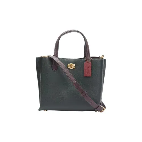 COACH Willow Кожа Тоут Сумка Сумка для покупок Сумка на плечо Сумка среднего размера Женская Яшма