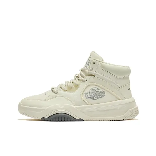 Erke Slip-resistant Abrasion-resistant High Top Skateboard Shoes Women's Ivory Recycled Gray Эрке Противоскользящие Износостойкие Высокие Кроссовки для Скейтбординга Женские Айвори Переработанный Серый