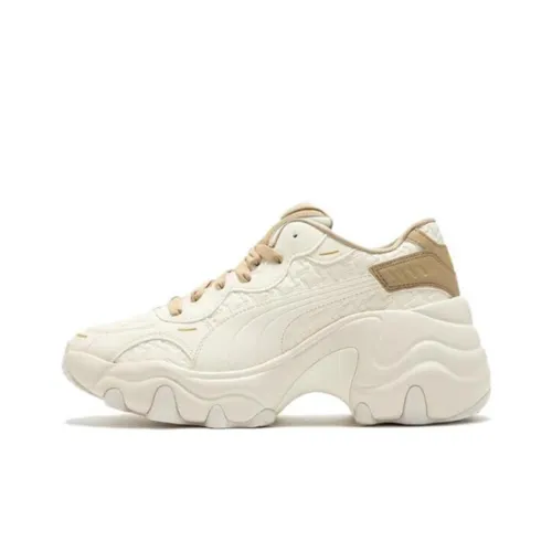 PUMA Износостойкий и Легкий Низкий Топ Кроссовки с Толстой Подошвой Женские Коричневый Белый