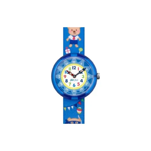 Swatch Quartz Механизм Детские часы 32 мм Синий циферблат Пластиковый корпус Часы Ткань Ремешок FBNP086
