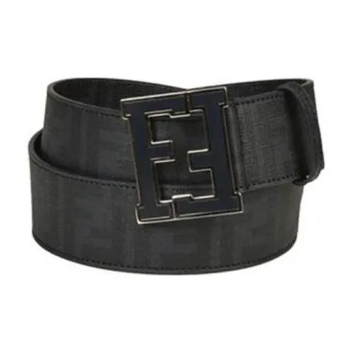 FENDI Черный Металл Плоская подошва Mouth Кожаные ремни Женские Серый 4,5см