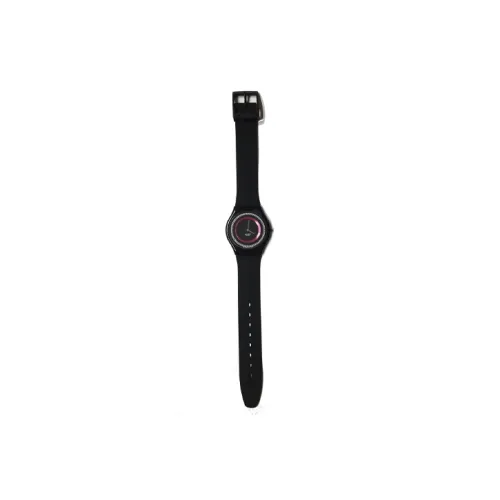 Swatch Quartz Механизм Унисекс Часы 34 мм Черный Циферблат Пластиковый Корпус Часы Силиконовый Ремешок