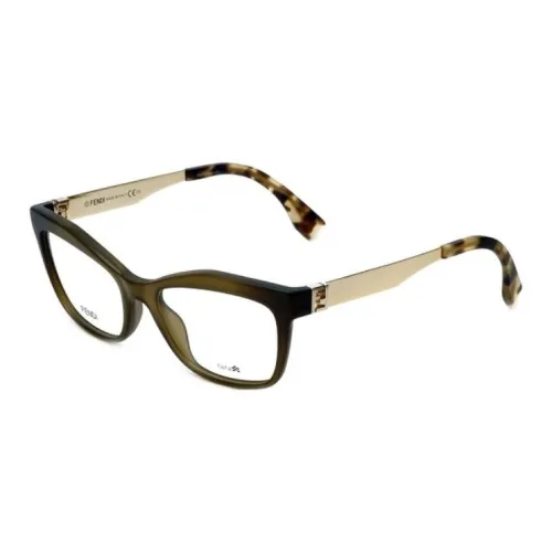 FENDI Ацетат Оправа для очков Cat Eye Unisex Оливково-зеленый