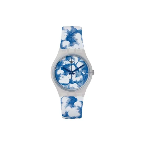 SWATCH New Gent Collection Кварцевый механизм Унисекс Часы 34 мм Синий циферблат Пластиковый корпус Часы Силиконовый ремешок