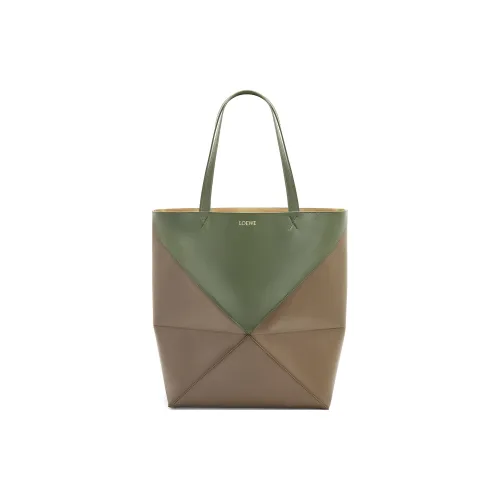 LOEWE Блестящая сумка из коровьей кожи на одно плечо большая женская коричневая чай лесной зеленый