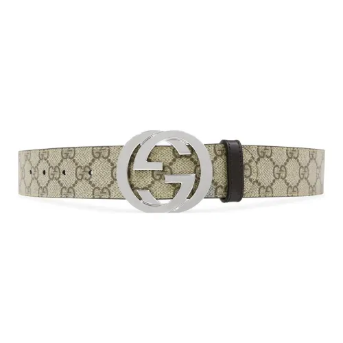 GUCCI GG Supreme Логотип с застежкой плавная застежка кожаные ремни мужской хаки ширина 3,8 см