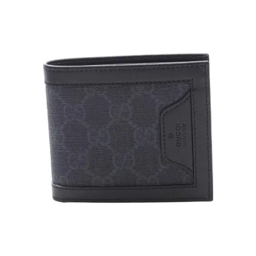 GUCCI Canvas с кожаными вставками кошелек маленький мужской черный