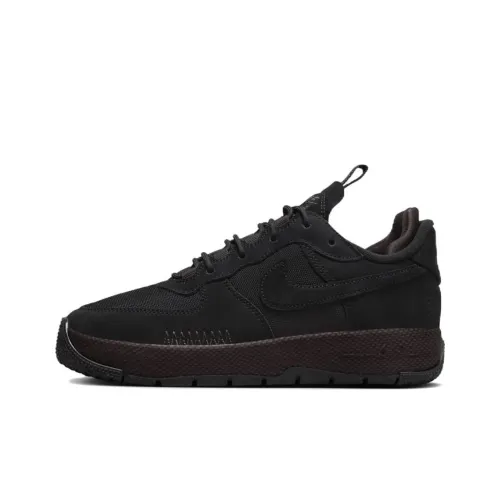 Nike Air Force 1 WILD Slip-resistant Shock Absorbers Низкие Скейтбординг Кроссовки Женские Черные