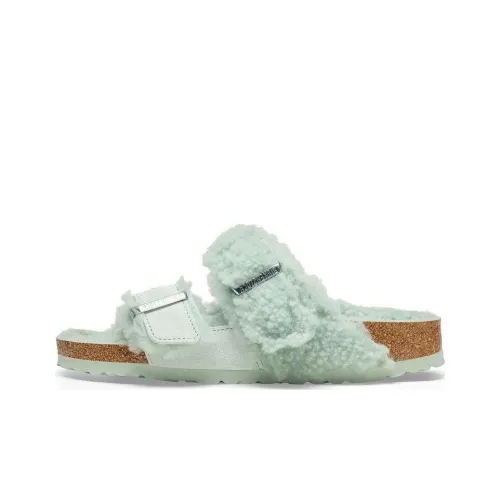 Birkenstock Arizona Teddy Split Слипоны Женские Зеленый Стандартный