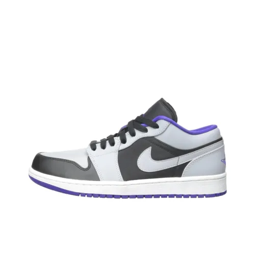 Jordan Air Jordan 1 Амортизация Износостойкий Низкий Топ Винтажные Баскетбольные Кроссовки Мужские Черные Серые