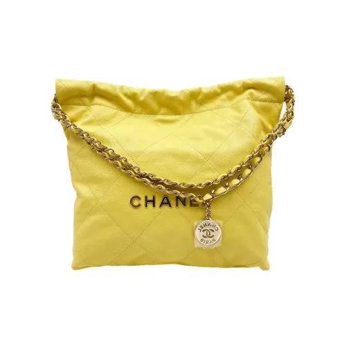 CHANEL 22Bag Коровья кожа крупнозернистая Тот сумка сумка для покупок переносная сумка через плечо маленькая женская желтая