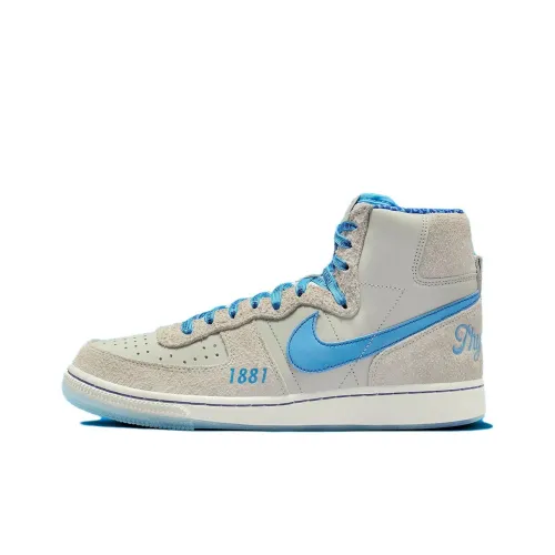 Nike Terminator Shock Absorbers Slip-Resistant High Top Basketball Shoes Men's Gray Blue Найк Терминатор Шок Абсорберз Антислип Высокие Баскетбольные Кроссовки Мужские Серый Синий