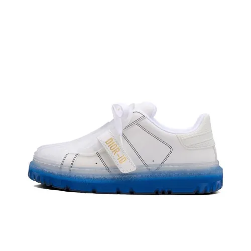 DIOR ID Оболочка Обувь Низкий Топ Стильные Скейтбординги Женские Белый Синий