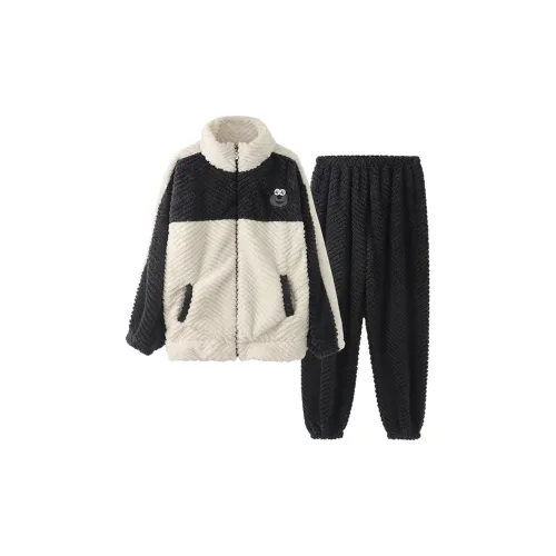 Chun Xi 8703 Мужской Панда Бархат Комплект Off Белый Мужской Пижамный Комплект