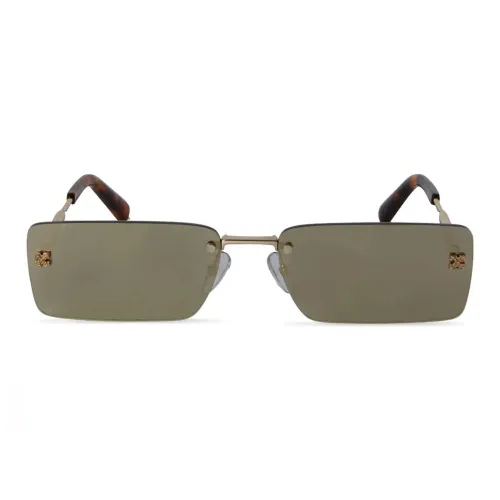 OFF Белый Металл Прямоугольный Солнцезащитные очки Унисекс Золотой Черепаховый