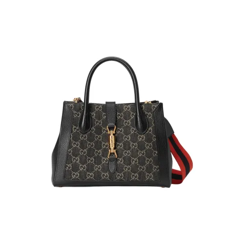 GUCCI Jackie 1961 Холст с кожей Комбинированный Тоут Сумка Сумка через плечо Средняя Унисекс Черный