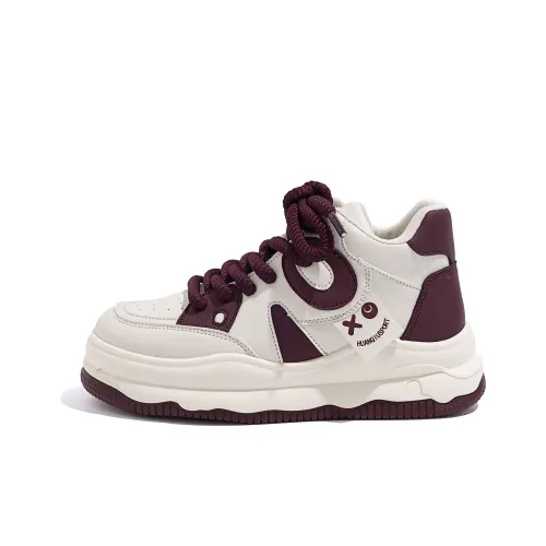 HUANQIU Высокие кроссовки для скейтбординга женские бежевый бордовый