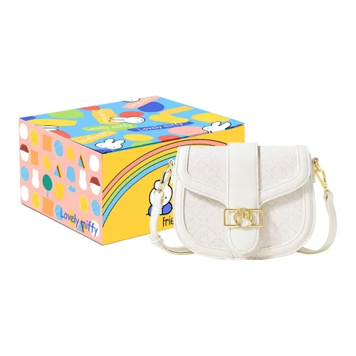 MIFFY PU (полиуретан) Saddle Bag Сумка через плечо Стандартная Женская Экрю Розовая