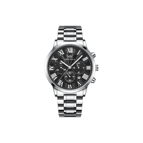 FOCEWALK Pioneer Collection Кварцевый механизм Нержавеющая сталь Ремешок Часы Мужские Черный циферблат FW230
