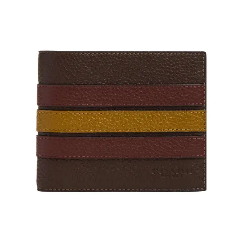 COACH 3 IN 1 Wallet Галечная кожа Кошелек Мини Женские Махагони