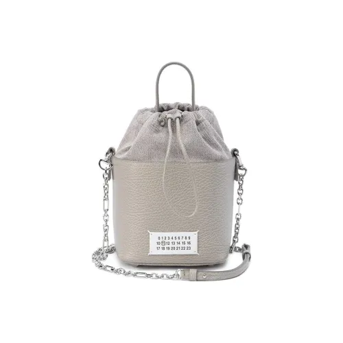 Maison Margiela 5AC Корова Кожа Ведрообразная Сумка Плечевая Сумка Сумка Маленькая Женская Серого Цвета