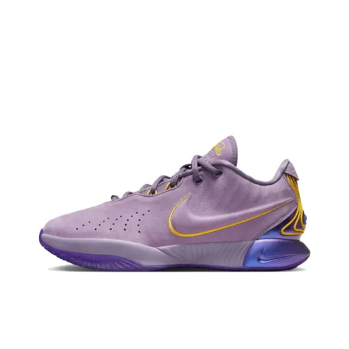 Nike Lebron 21 Low Топ Баскетбольные кроссовки Мужской Фиолетовый Международная версия