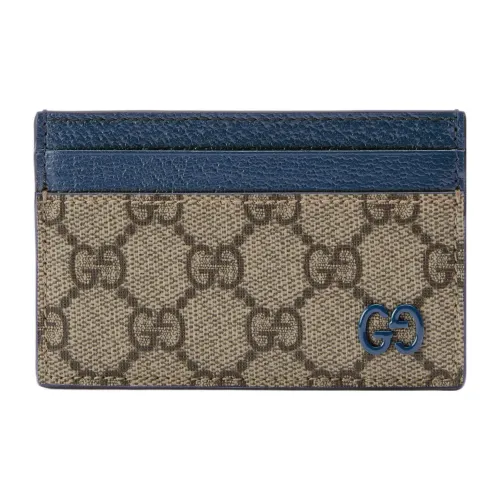 GUCCI GG Supreme Холст и Кожа Держатель для Карт Стандартный Мужской Синий Коричневый