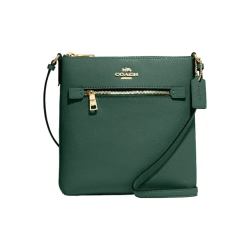 COACH File Крестообразная текстура Кожа Сумка через плечо Мини Женские Черная сосна