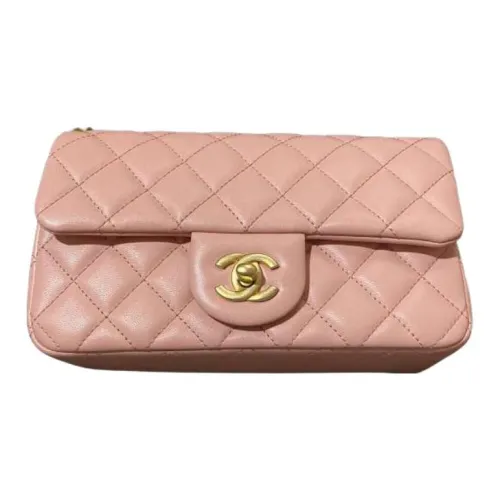CHANEL Classic Flap CF Sheepskin Цепь Сумка через плечо Сумка с клапаном Мини Женская Дымчатый Розовый