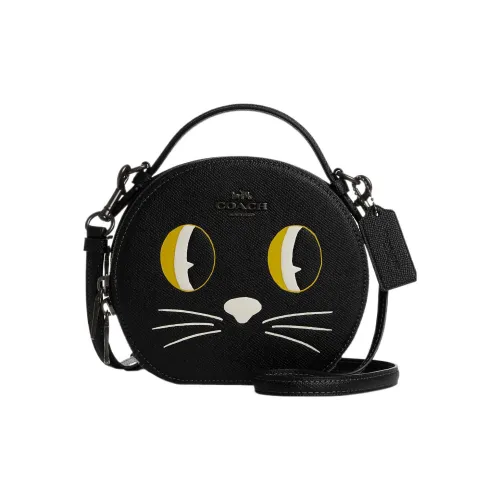 COACH Canteen Крестовидная текстура кожа Сумка через плечо Сумка через плечо Маленькая женская Черная