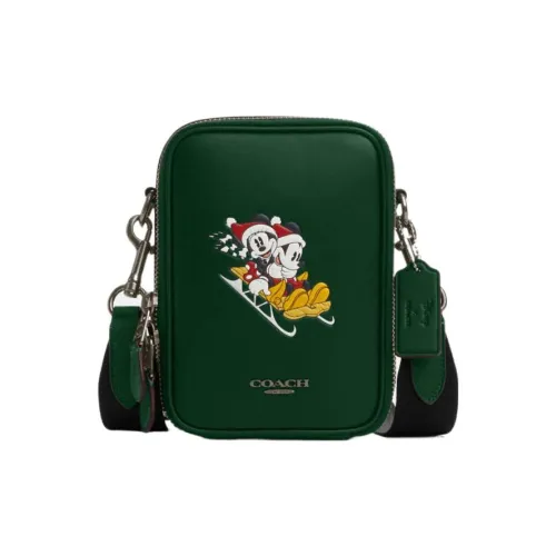 COACH X DISNEY Stanton Коровья кожа Сумка Сумка через плечо Сумка через плечо Маленькая Мужская Зеленая