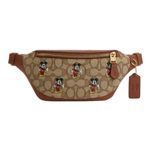 COACH X DISNEY Коллаборация Кожа Одно плечо Через плечо Бананка Большой Мужской Умбра с Classic Monogram