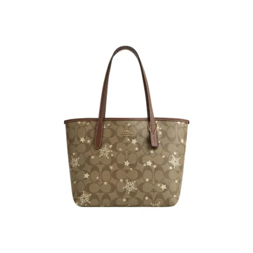COACH Городской Многоцветный Кожа Тоут Сумка Сумка для покупок Сумка на плечо Женская Хаки