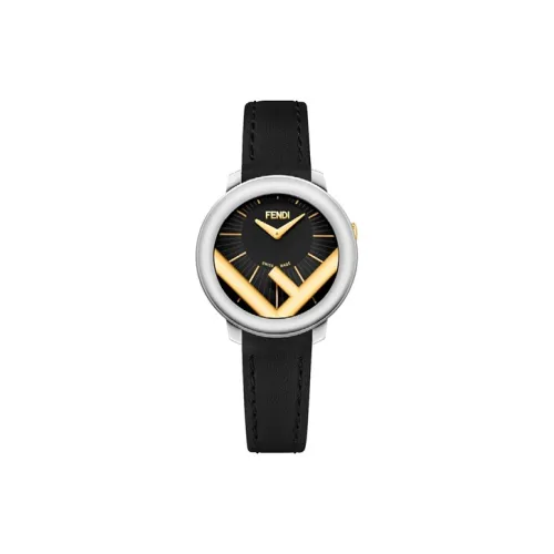 FENDI Run Away Collection Женские часы Кварцевый механизм Кожаный ремешок 28 мм Черный циферблат
