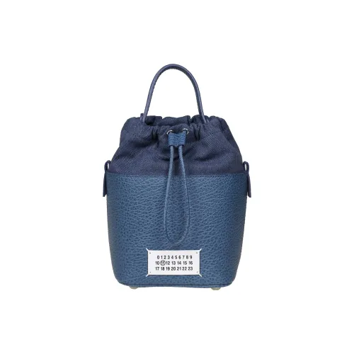 Maison Margiela 5AC Корова Кожа Ведрообразная Сумка Одно Плечо Маленькая Женская Темно-Синяя