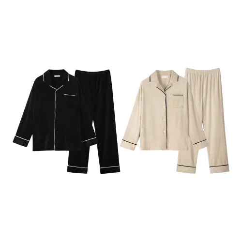 Same Language Сердцебиение Ткань, Светло-абрикосовый, Чернильно-синий, Унисекс, Пижамные комплекты