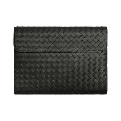Bottega Veneta Intrecciato Телячья кожа Клатч Мужской Темно-зеленый