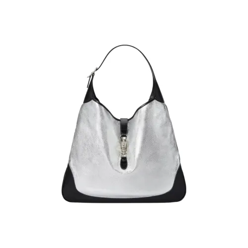 GUCCI Jackie 1961 Кожа Half moon Сумка на плечо Большая Женская Серебряный Черный