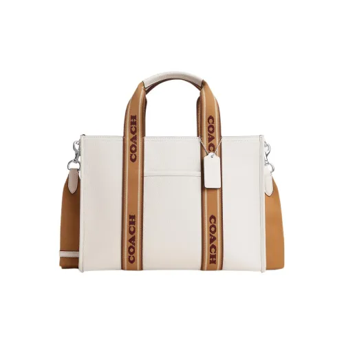 Coach Smith Ткань с кожаными вставками Тоут Сумка Сумка для покупок Сумка через плечо Сумка среднего размера Женская