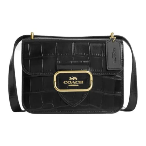 COACH Коровья кожа Квадратная сумка Сумка через плечо Маленькая Женская Ярко-черная