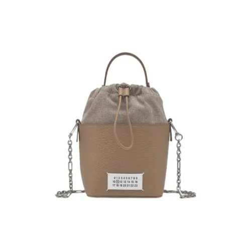 Maison Margiela 5AC Корова Кожа Ведрообразная Сумка Сумка Сумка через плечо Маленькая Женская Коричневая