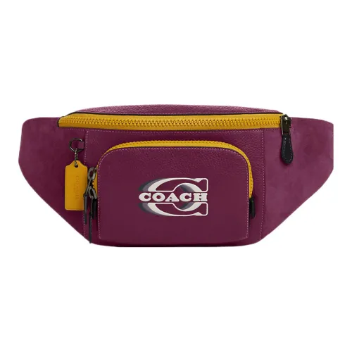 COACH Сумка из крупнозернистой текстуры кожа телячья кожа плечо сумка через плечо поясная сумка большая женская темно-ягодная