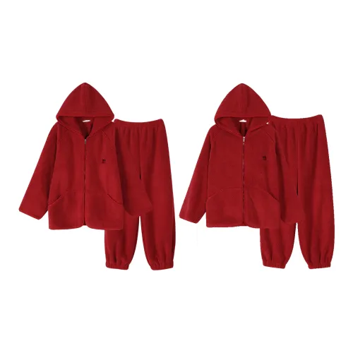 Same Language Сердцебиение Ткань, Бордово-красный Унисекс Пижамные комплекты