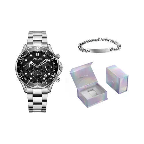 MT.BRE Aspire Кварцевый механизм ремешок из нержавеющей стали черный циферблат мужские часы